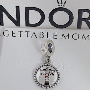 Pandora Northwest Coast totem pole Dangle Charm S925 Silver with box